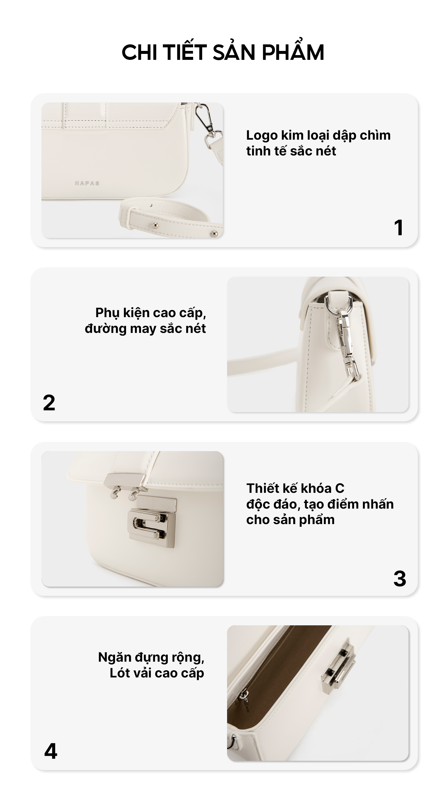 Mô tả Túi Xách Nữ Đeo Vai Đai Ngang C Chic HAPAS - TDV23056 - 3