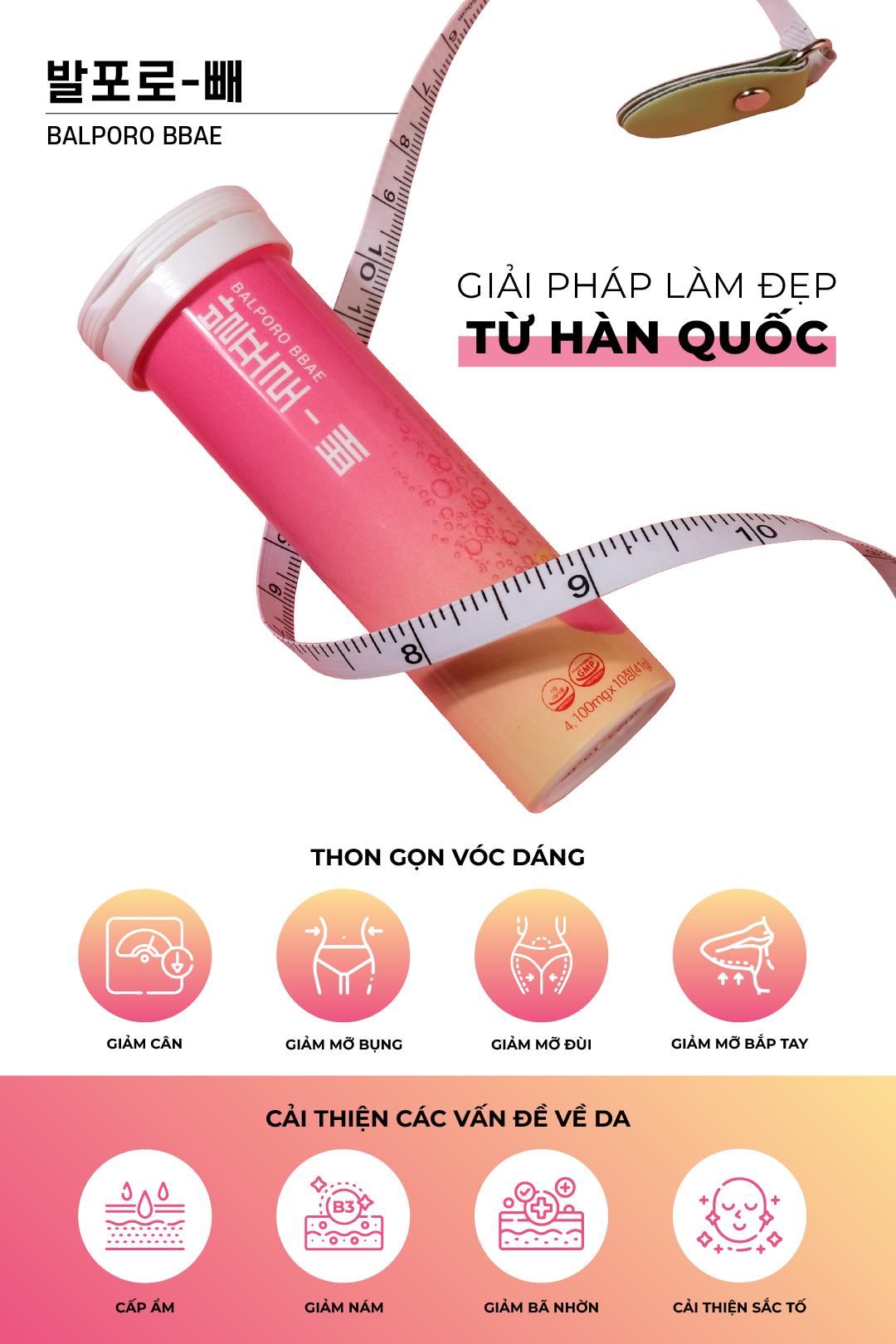 Mô tả Combo hộp sủi chuyển hoá chất béo Balporo BBae Hàn Quốc, hỗ trợ giảm cân, dưỡng da sáng mịn độc quyền bởi BBae Lab - 3