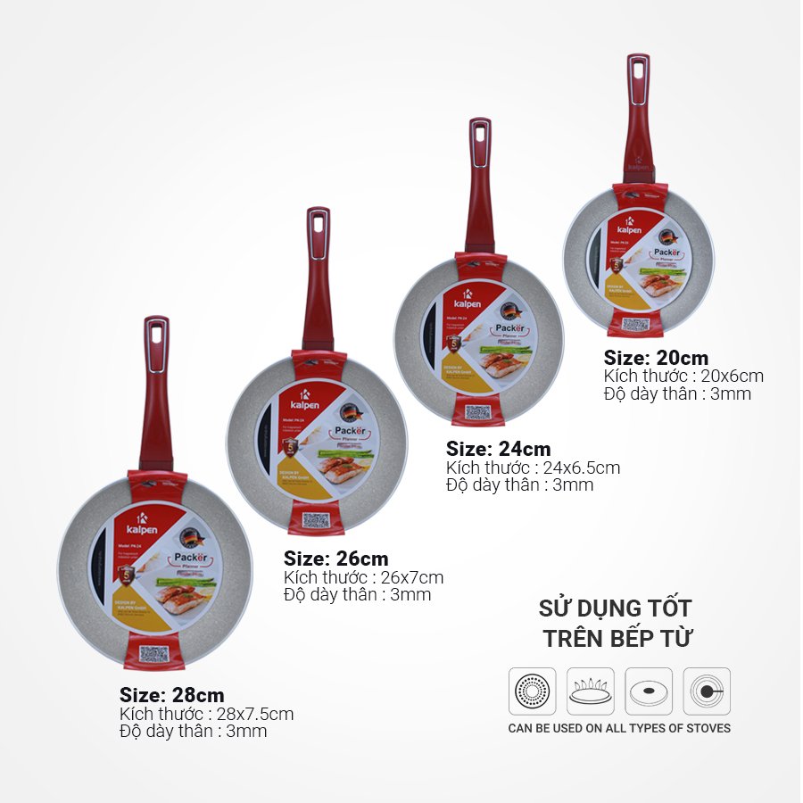 Mô tả Chảo Chống Dính Vân Đá Cao Cấp Size 20-24-26-28cm Packer Hàng Chính Hãng KALPEN-GIA DỤNG ĐỨC - 4
