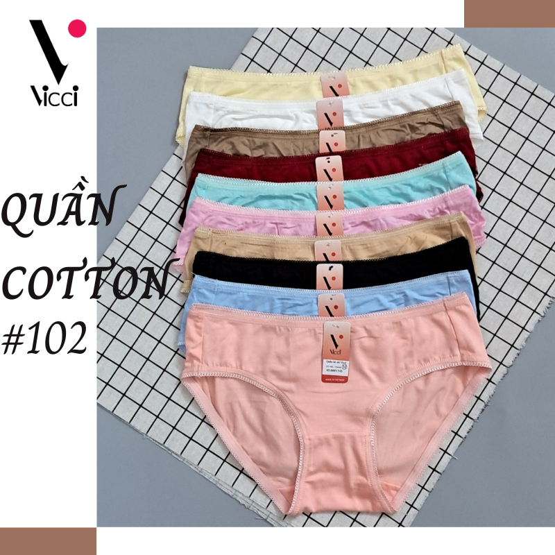 Mô tả Set 10 quần lót nữ cotton cao cấp Vicci 102 mềm mại, êm ái, kháng khuẩn khử mùi mix màu ngẫu nhiên - 1