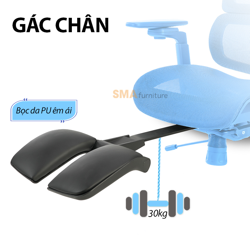 Mô tả Gác chân ghế Nghiafurniture, Lắp gác chân cho ghế Lumbar 03, Tải trọng 30kg, da Pu cao cấp - 6