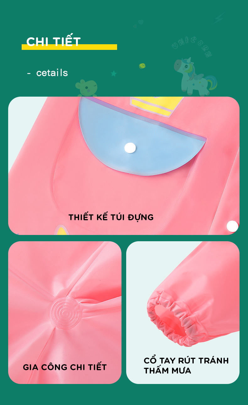 Mô tả Áo Mưa Cho Bé Kèm Vành Mũ Áo Mưa Trẻ Em Cao Từ 80 - 140 Cm Chất Liệu Eva Chông Nước Tốt Siêu Nhẹ Cleacco AMTE Boro Sport - 10
