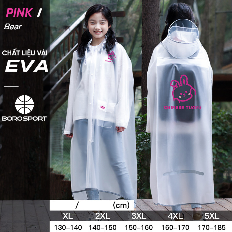 Mô tả Áo Mưa Người Lớn Kèm Vành Mũ Nam Nữ Cao Từ 120 - 180 Cm Chất Liệu Eva Chông Nước Tốt Siêu Nhẹ Cleacco AM Boro Sport - 2