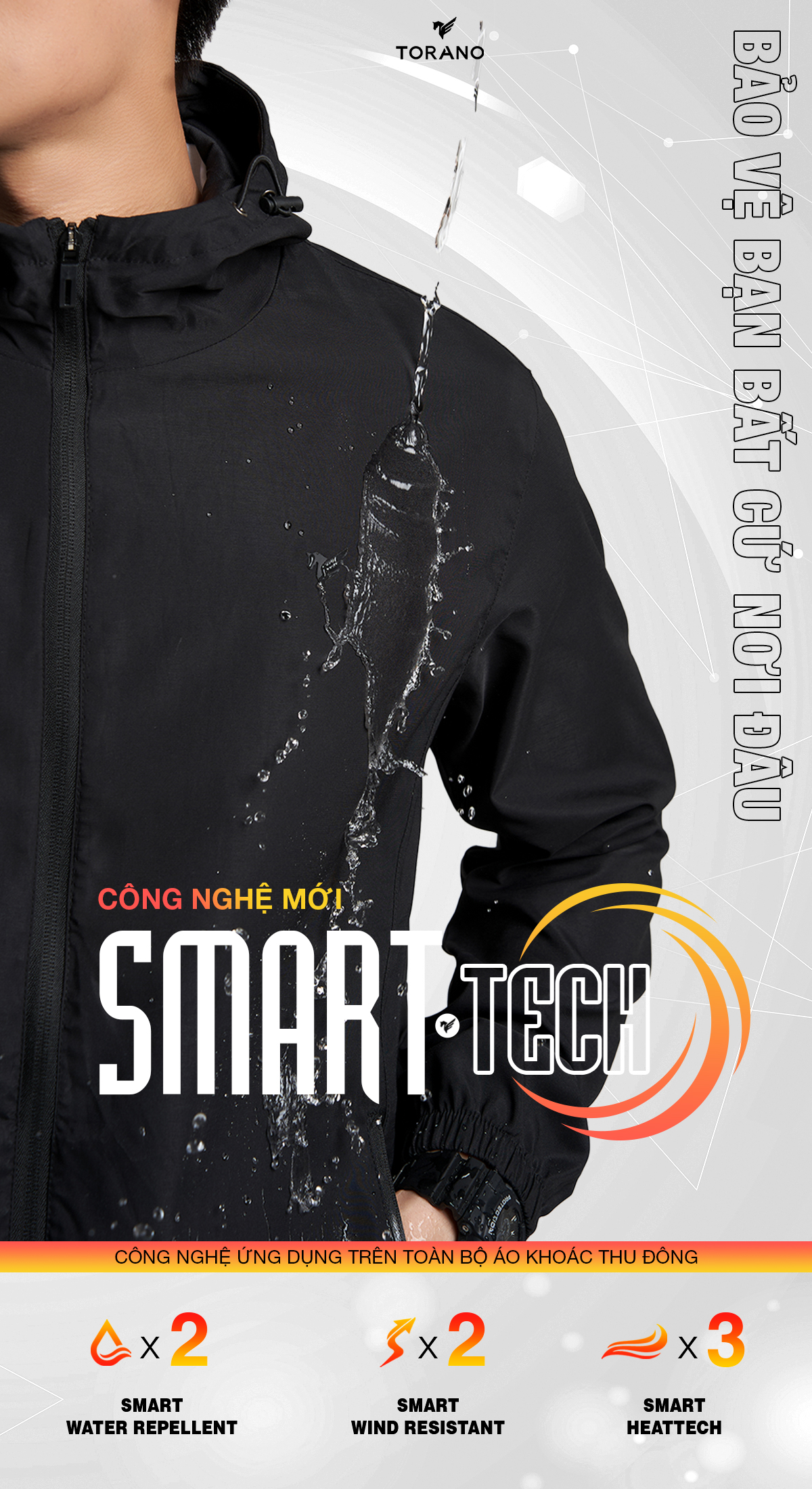 Mô tả Áo Khoác Gió Nam TORANO Công Nghệ Cao Cấp Smart Tech, Chống Thấm, Cản Bụi, Cản Gió, Giữ ấm EWCW007 - 1