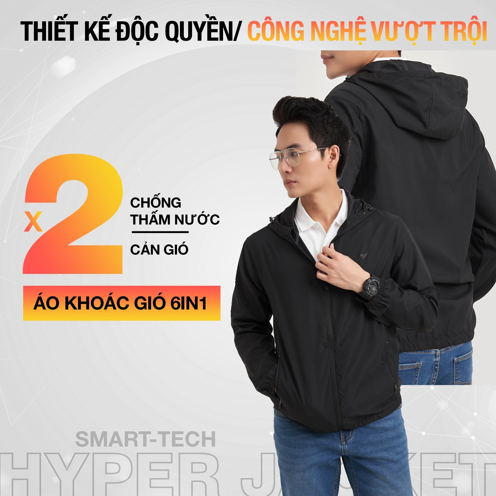 Mô tả Áo Khoác Gió Nam TORANO Công Nghệ Cao Cấp Smart Tech, Chống Thấm, Cản Bụi, Cản Gió, Giữ ấm EWCW007 - 3