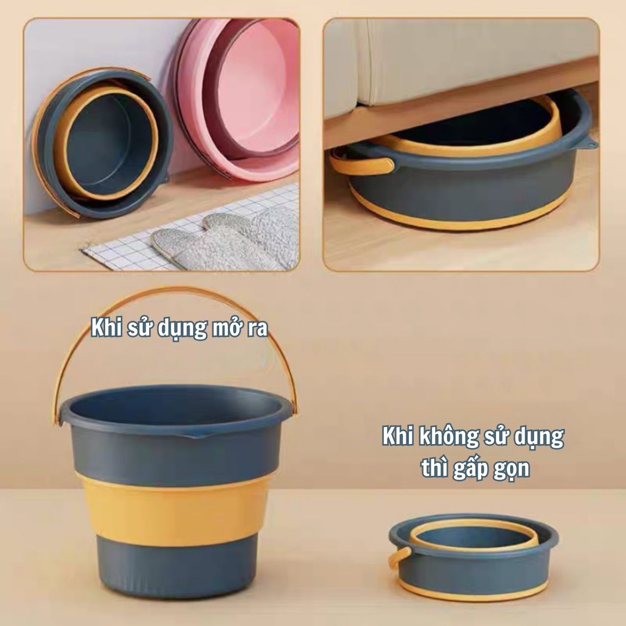 Xô Gấp Gọn Đa Năng Silicon Đựng Nước, Thau Chậu Gấp Gọn Ngâm Chân, Rửa ...