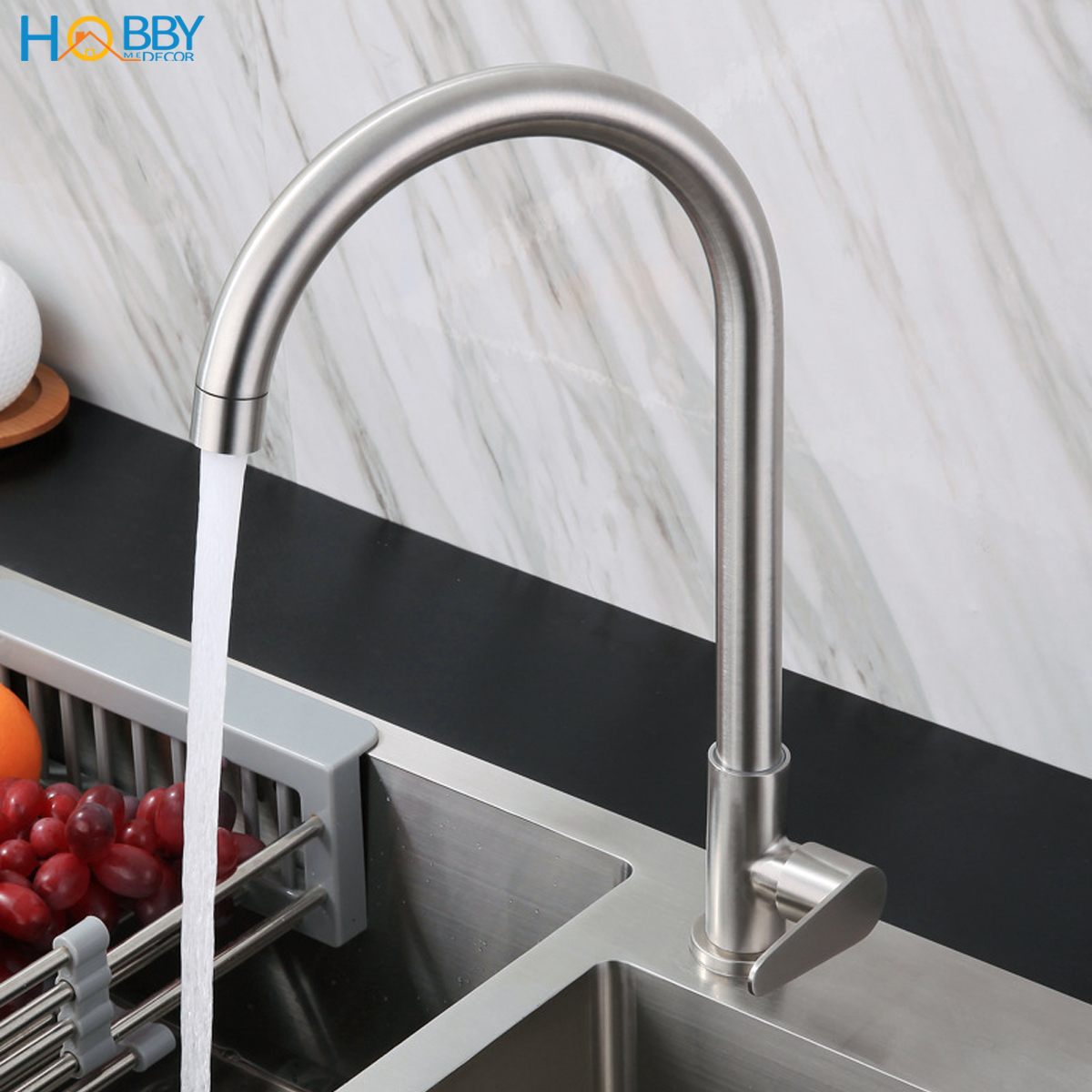 Mô tả Vòi rửa chén bát lạnh gắn chậu inox 304 xoay tròn Hobby home decor RL1 - 1