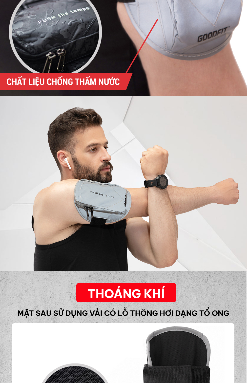 Mô tả Túi đựng điện thoại đeo tay chạy bộ GoodFit chống nước, phản quang GF201RA - 4