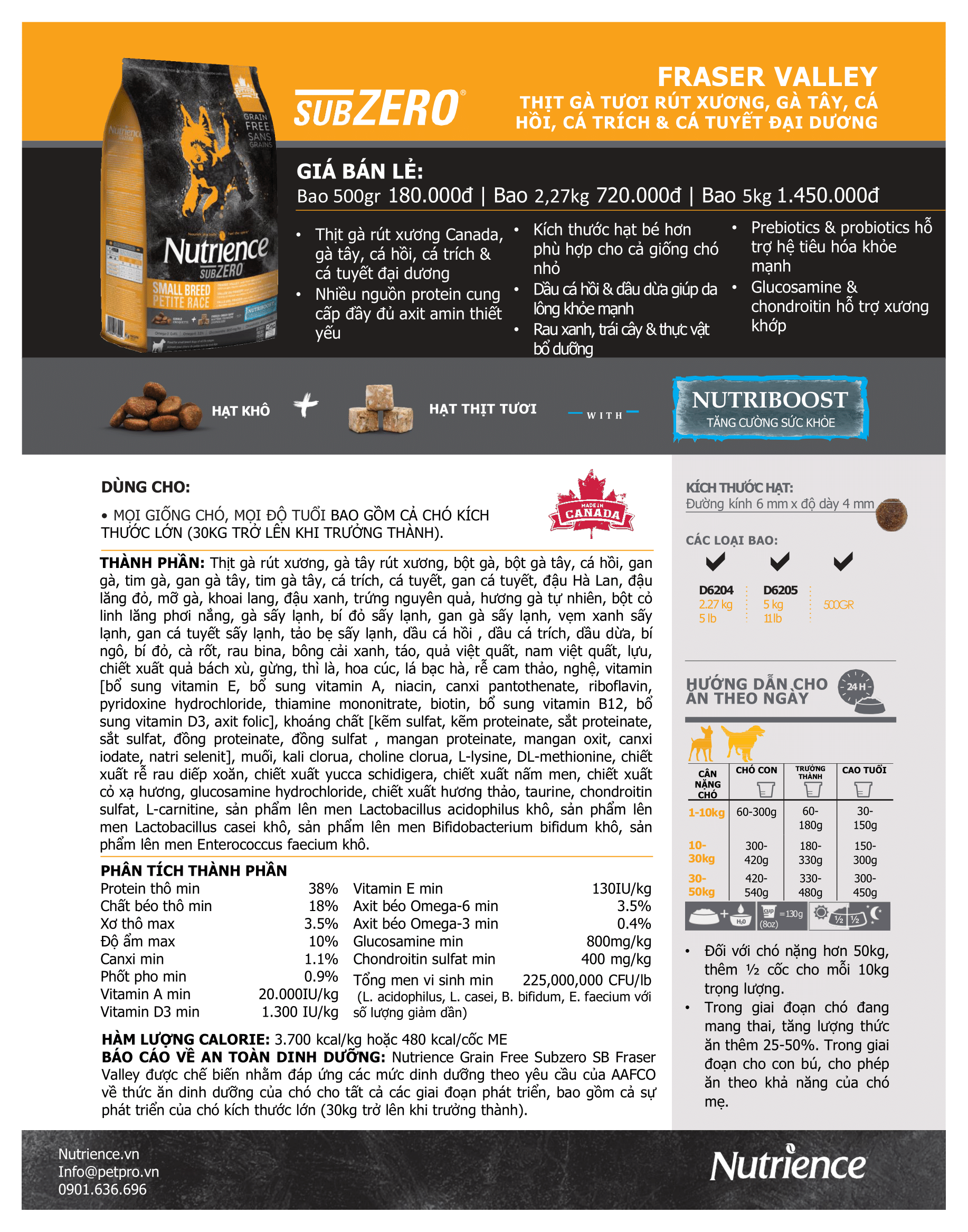 Mô tả Hạt nhỏ cho chó Nutrience Subzero Grain-free - gà tây, cá hồi, cá trích, cá tuyết và rau củ quả 500g - 3