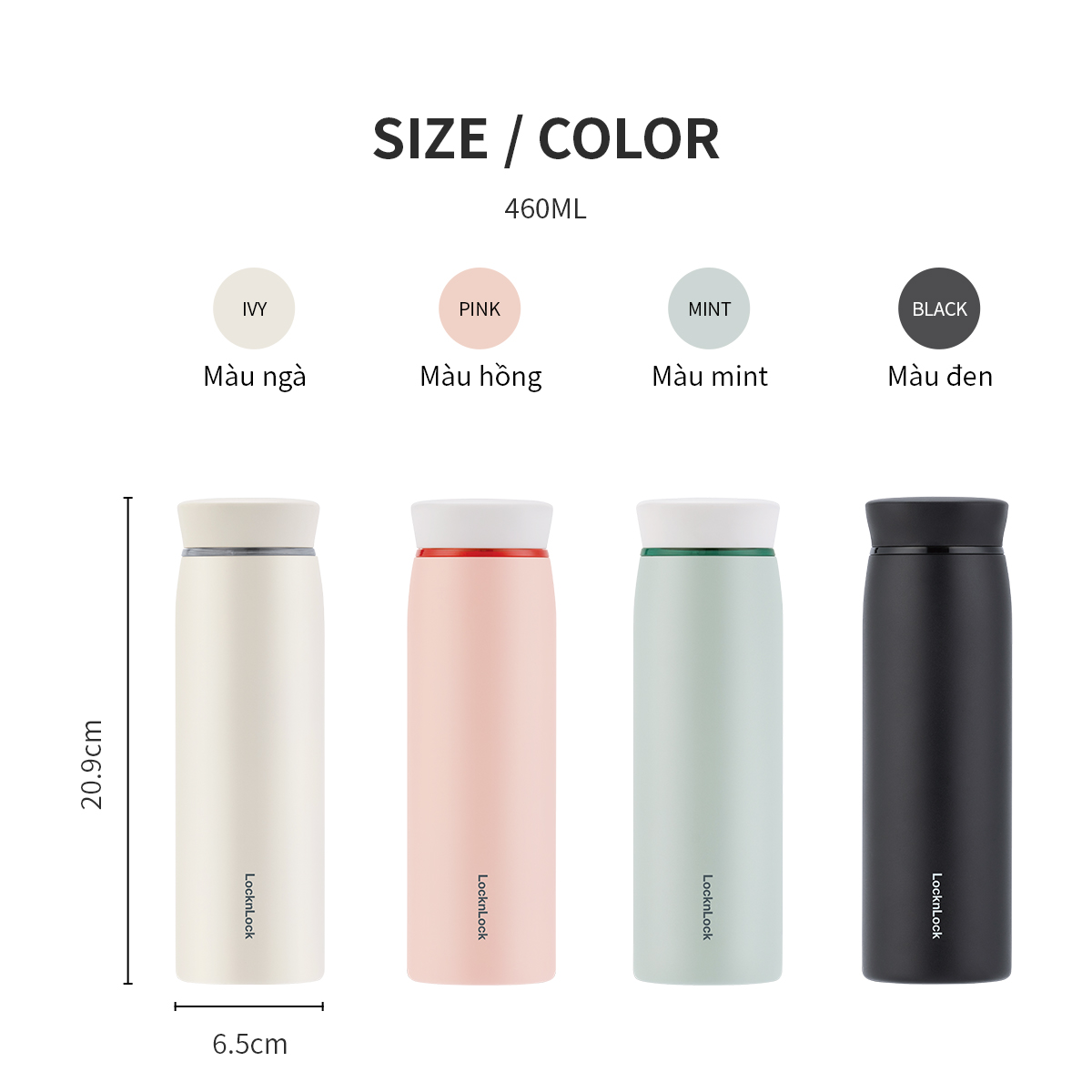 Mô tả Bình giữ nhiệt LocknLock Feather Light Ring LHC4244 460ml, Hàng Chính Hãng, Có Lưới Lọc - JoyMall - 4