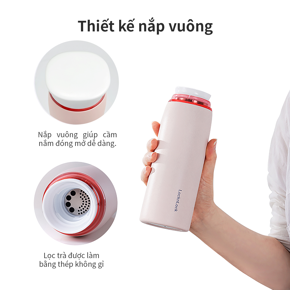 Mô tả Bình giữ nhiệt LocknLock Feather Light Ring LHC4244 460ml, Hàng Chính Hãng, Có Lưới Lọc - JoyMall - 9