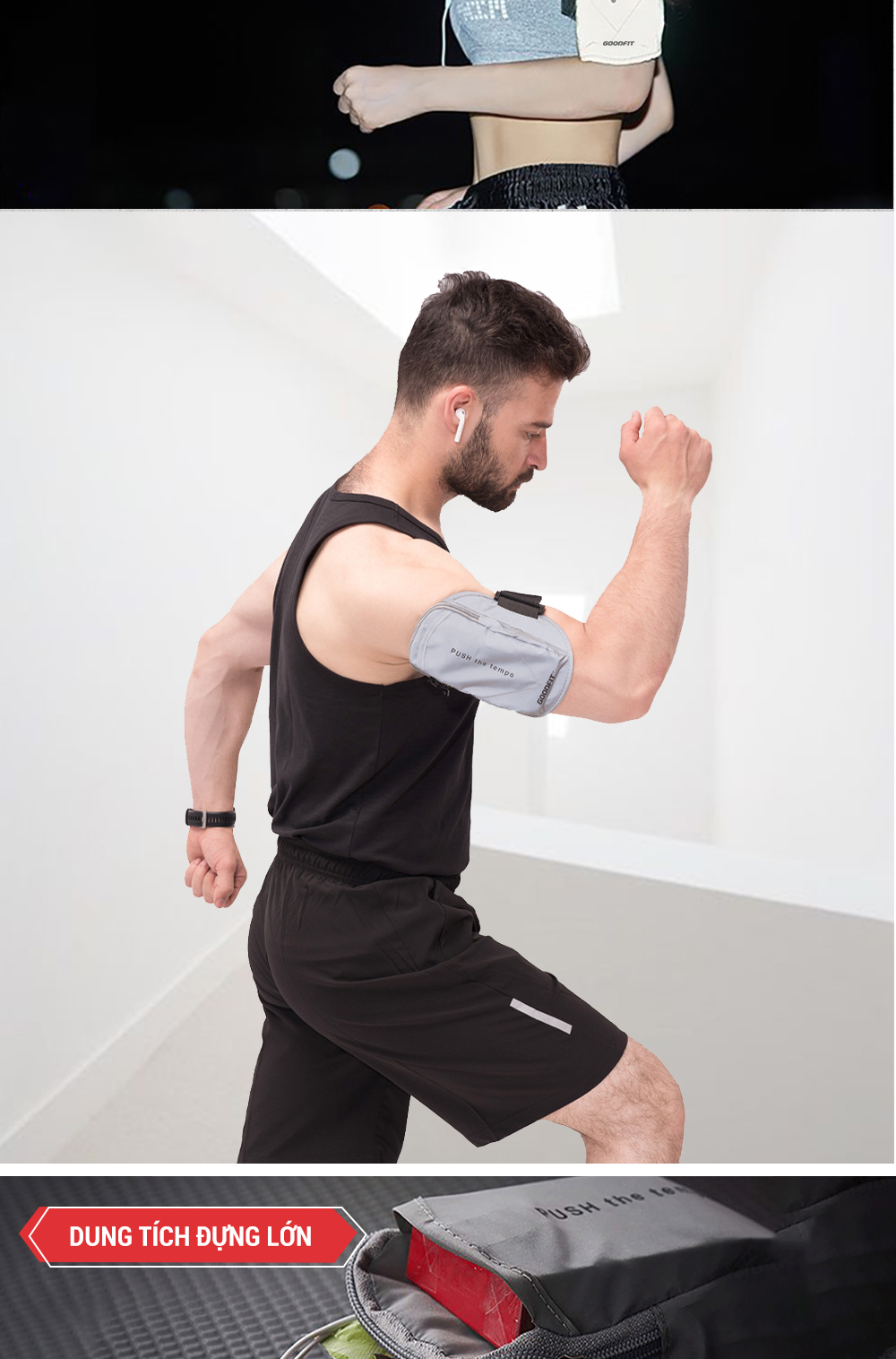 Mô tả Túi đựng điện thoại đeo tay chạy bộ GoodFit chống nước, phản quang GF201RA - 6