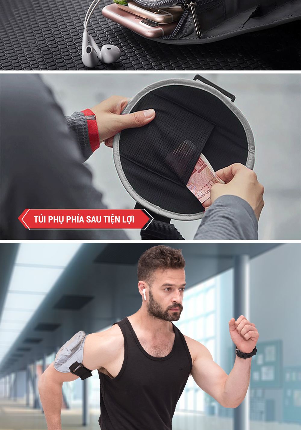 Mô tả Túi đựng điện thoại đeo tay chạy bộ GoodFit chống nước, phản quang GF201RA - 7