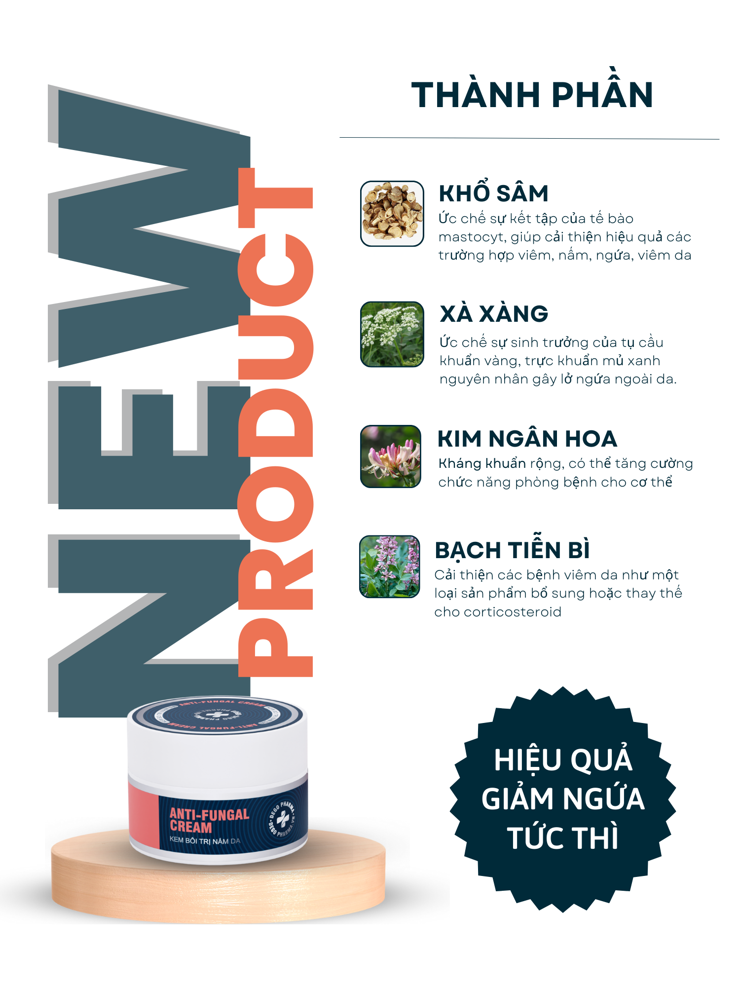 Mô tả Combo dầu gội & kem bôi da dứt điểm nấm da đầu, viêm da, vảy nến Dego Pharma - 2