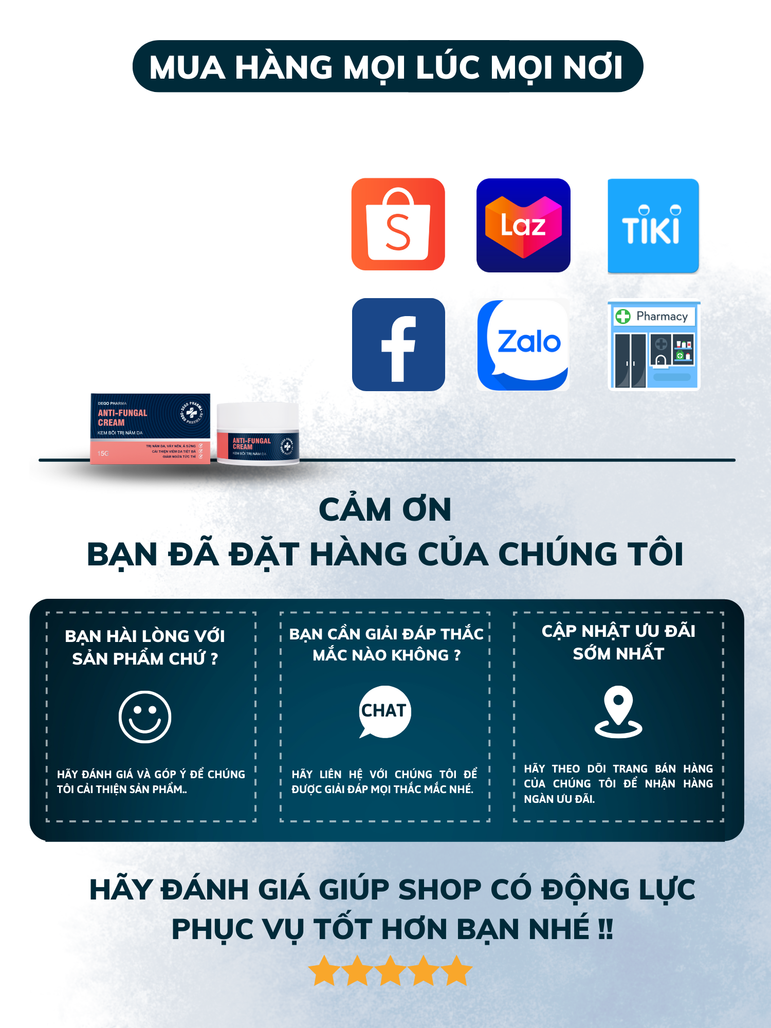 Mô tả Kem bôi nấm da hắc lào mề đay vảy nến á sừng eczema Dego Pharma 30g - 5