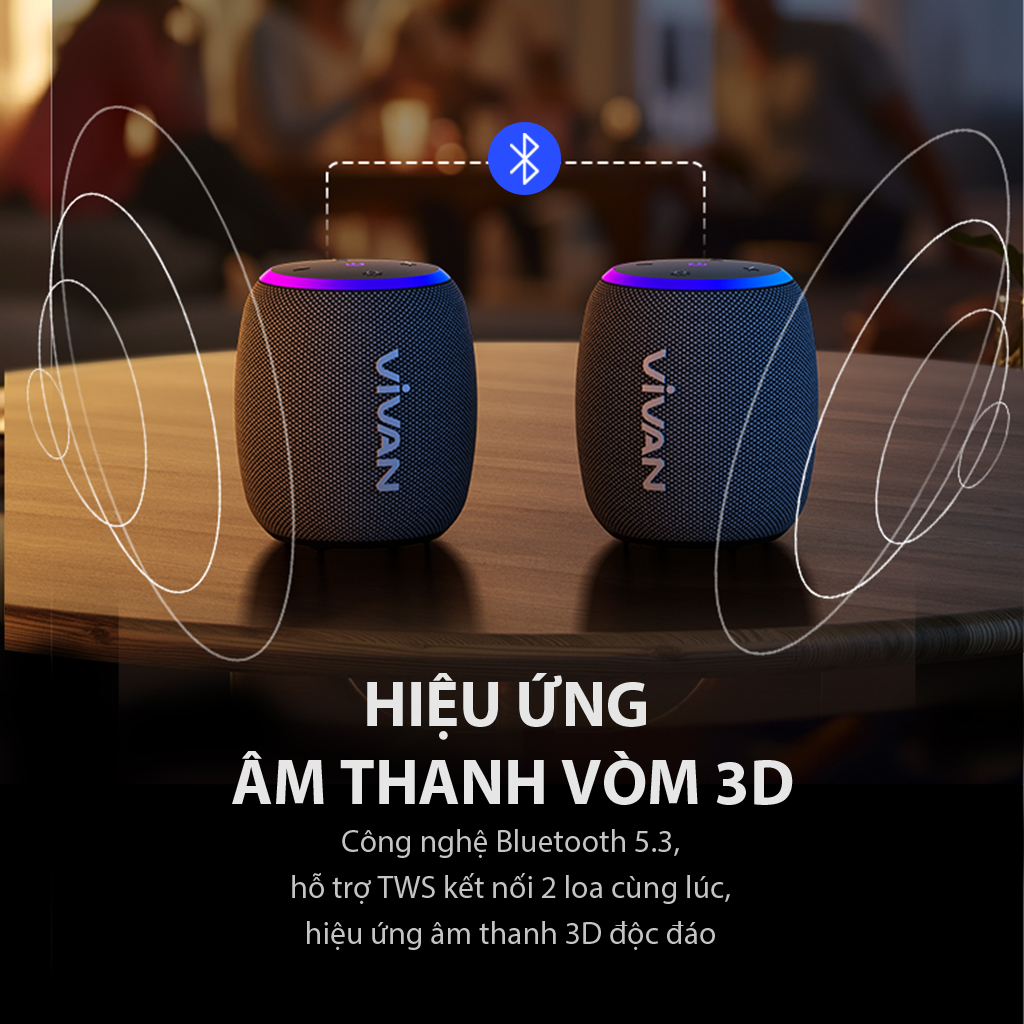 Mô tả Loa Bluetooth 5.3 VIVAN VS15 Đen Công Suất 10W Chống Nước IPX7, Led RGB, Playtime Lên Đến 10H - Chính Hãng - 5