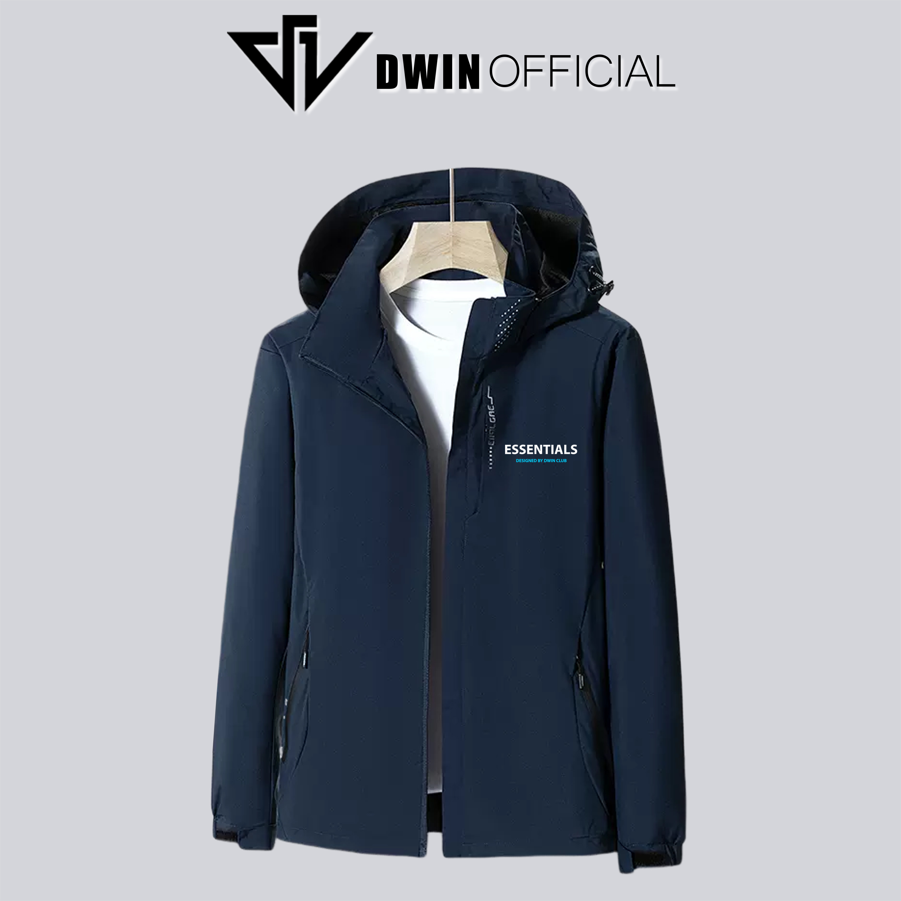 Mô tả Áo khoác gió đôi nam nữ in Dwin 2 lớp chất liệu dù cao cấp unisex form rộng đi mưa,cản gió - 4
