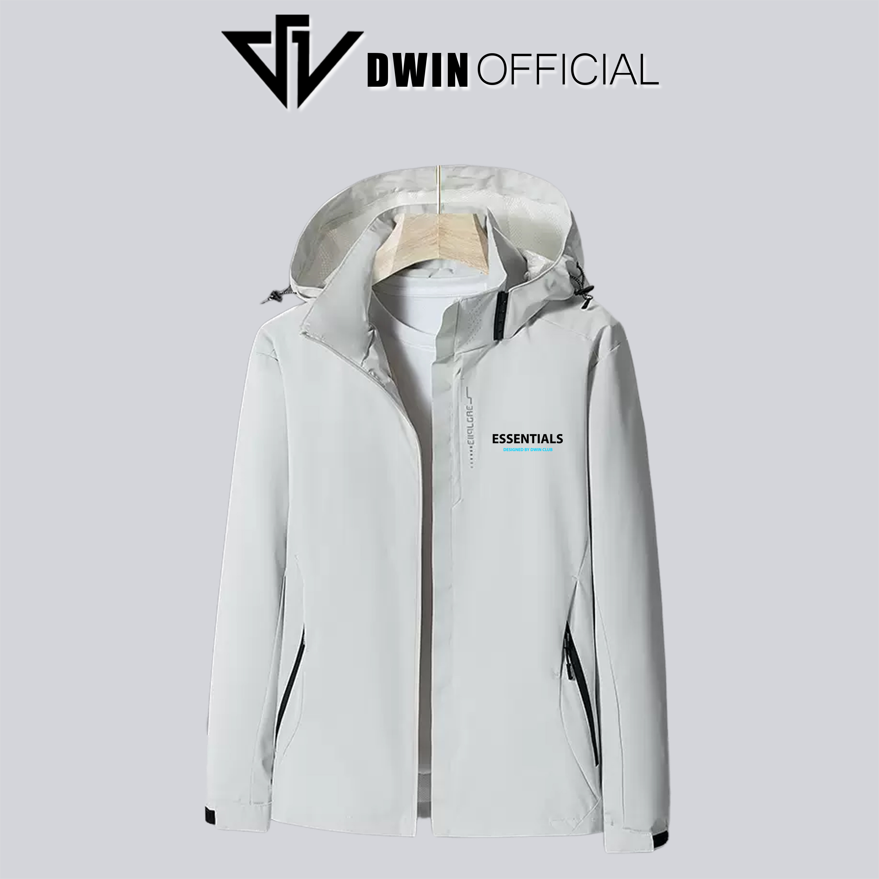Mô tả Áo khoác gió đôi nam nữ in Dwin 2 lớp chất liệu dù cao cấp unisex form rộng đi mưa,cản gió - 5