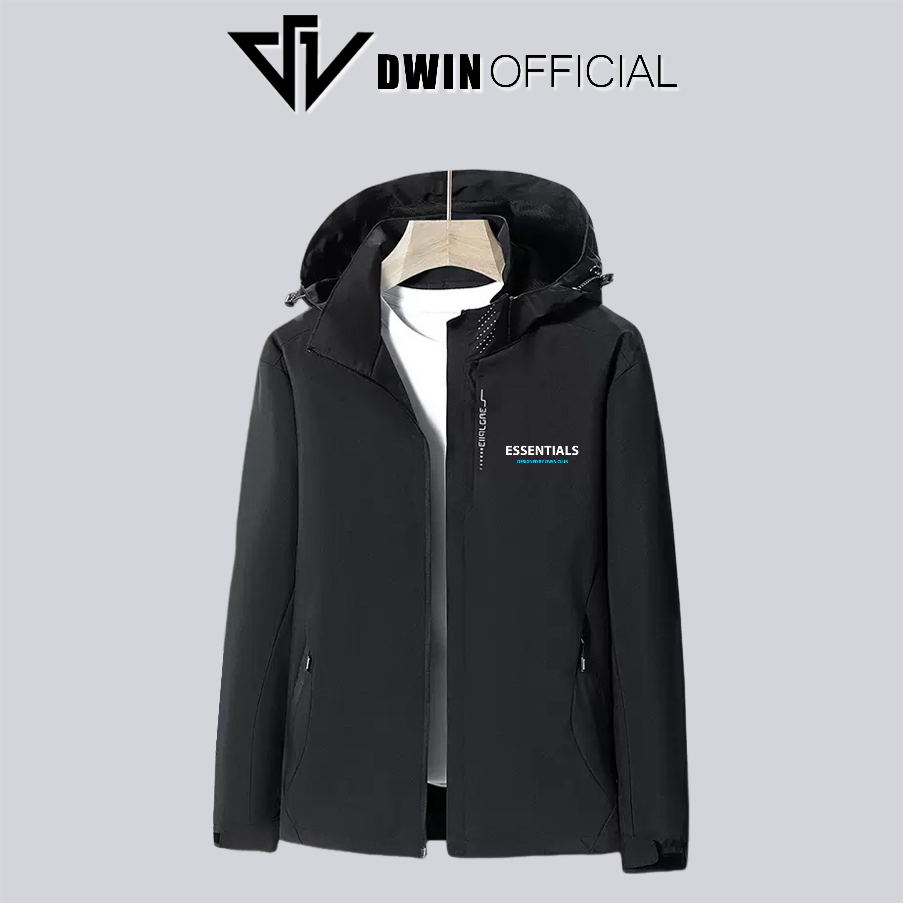 Mô tả Áo khoác gió đôi nam nữ in Dwin 2 lớp chất liệu dù cao cấp unisex form rộng đi mưa,cản gió - 3