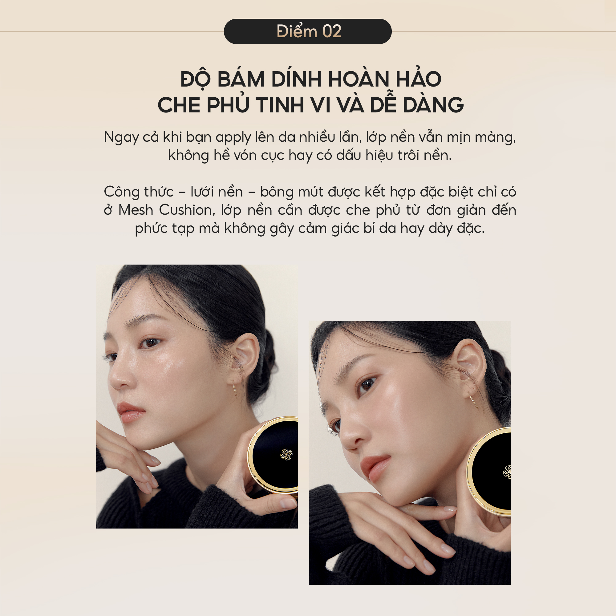 Mô tả Phấn nước che phủ dưỡng ẩm bám bền & kiểm soát nhờn OHUI Ultimate Cover Mesh Cushion PF50+/PA+++ 13g - 4