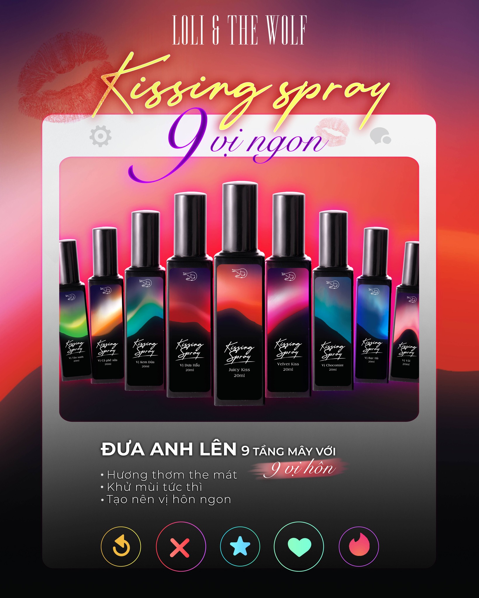 Mô tả Xịt Thơm Miệng Kissing Spray Loli & The Wolf On Vị Kẹo Ngọt The Mát Hương Bạc Hà 20ml - 9