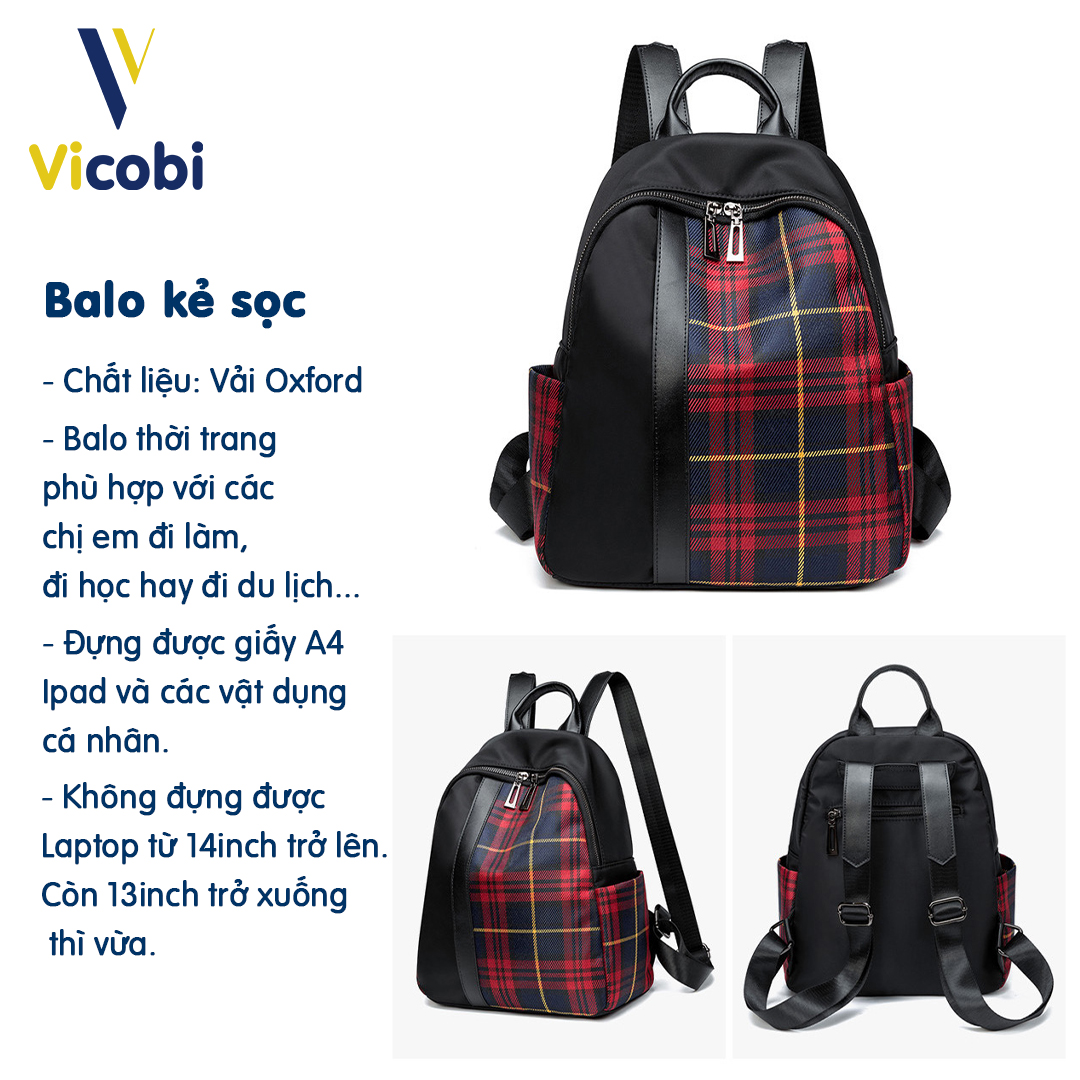 Balo nữ vải Oxford Carson Vicobi B4 - Góc nhìn 3