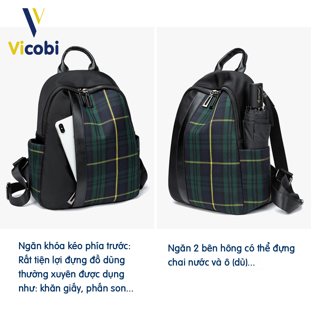 Balo nữ vải Oxford Carson Vicobi B4 - Góc nhìn 4