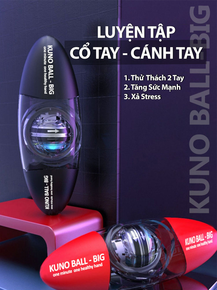 Mô tả Bóng Tập Cơ Tay KUNO BALL BIG, Phiên Bản To Cao Cấp Thế Hệ Mới Lực Siêu Mạnh Rèn Luyện Cổ Tay - 1