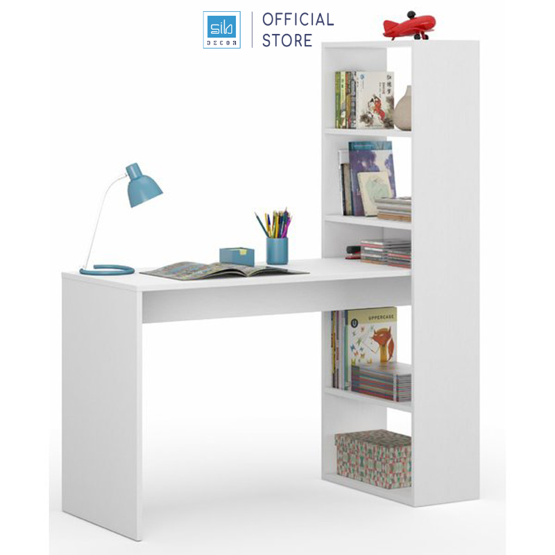 Mô tả Bàn Làm Việc Kết Hợp Kệ Sách Màu Trắng SIB Decor, Gỗ Chống Ẩm, Bề Mặt Melamine Chống Trầy BLV22 - 2