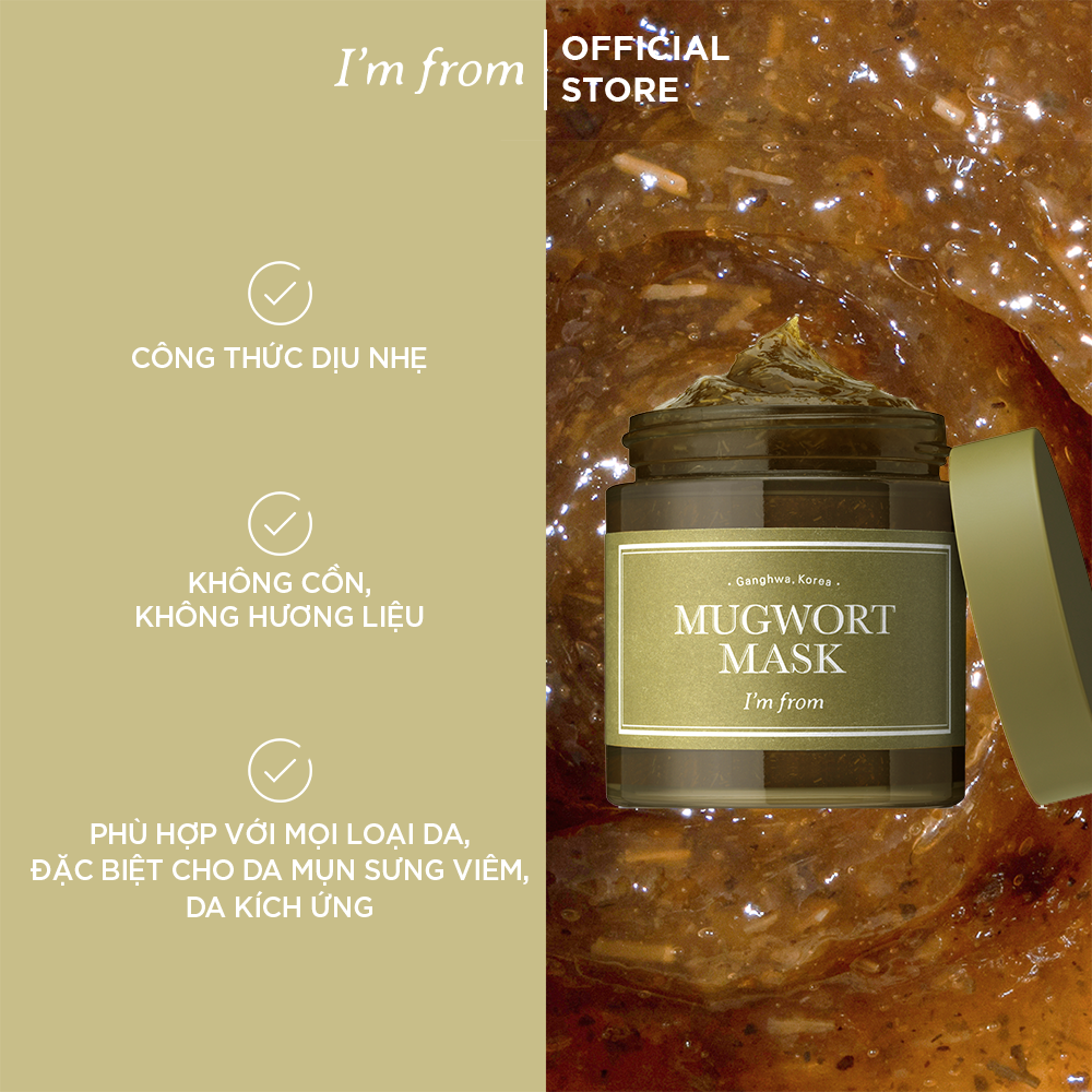 Mô tả Mặt nạ ngải cứu loại bỏ tế bào chết và làm dịu da I'm From Mugwort Mask 110g - 3