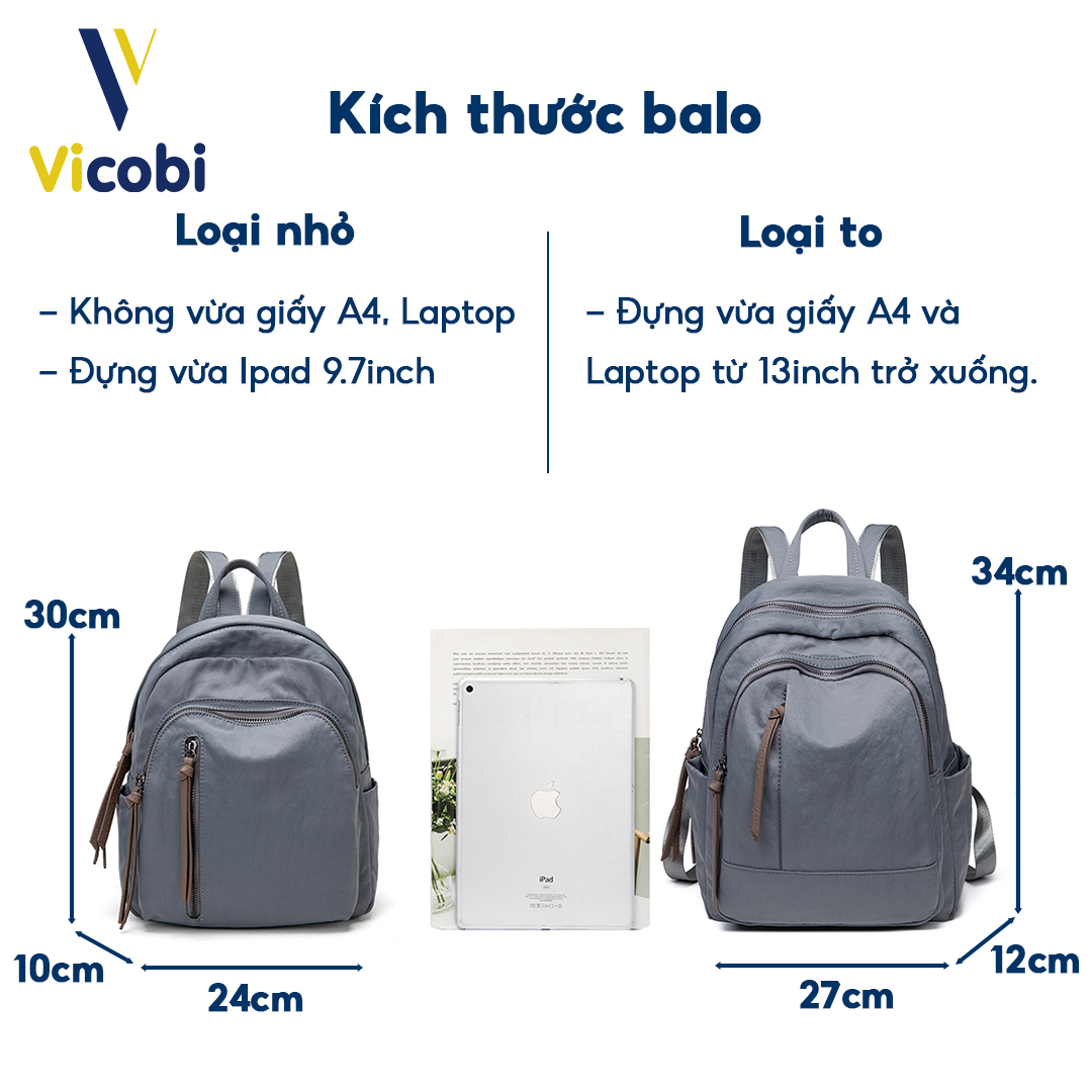 Mô tả Balo nữ vải Oxford Dever Vicobi B3, có 2 size to và nhỏ - 1