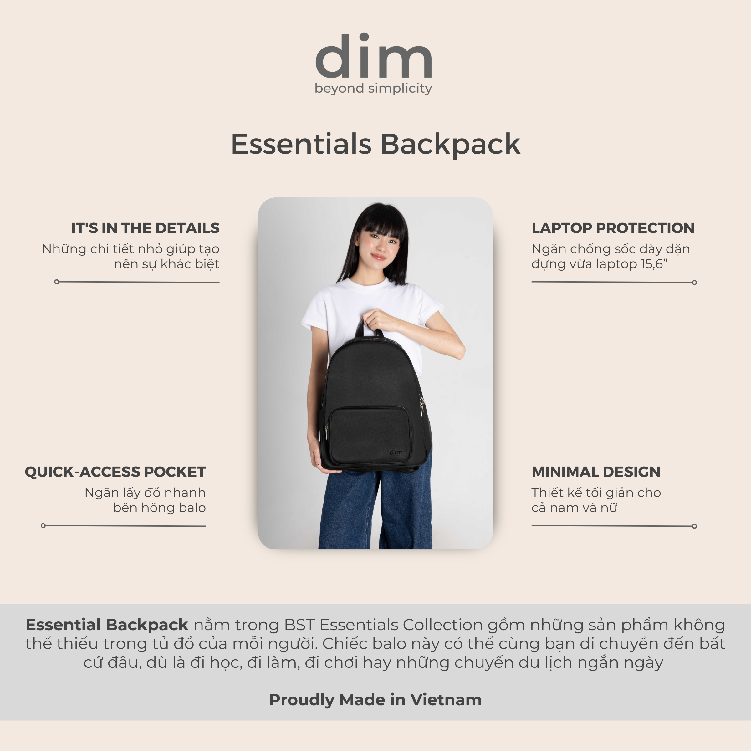 Mô tả Balo DIM Essential Backpack - 1