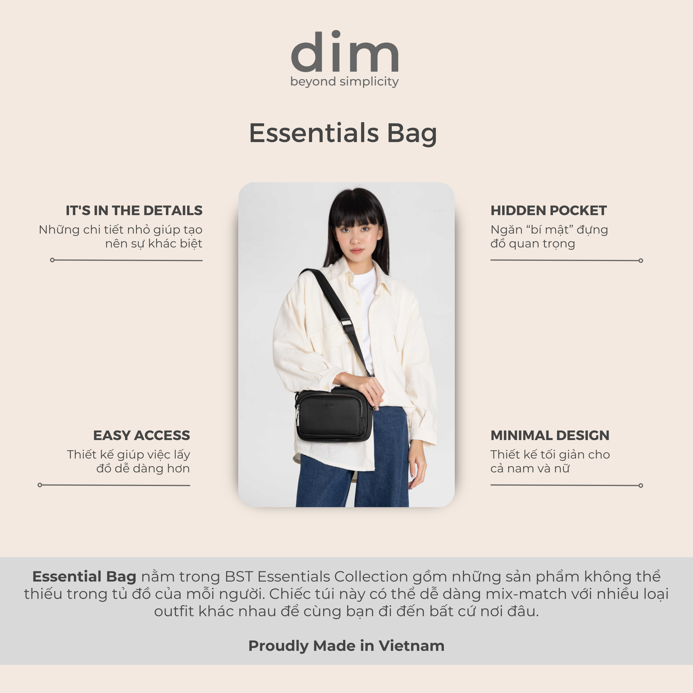 Mô tả Túi đeo chéo DIM Essential Bag - 2