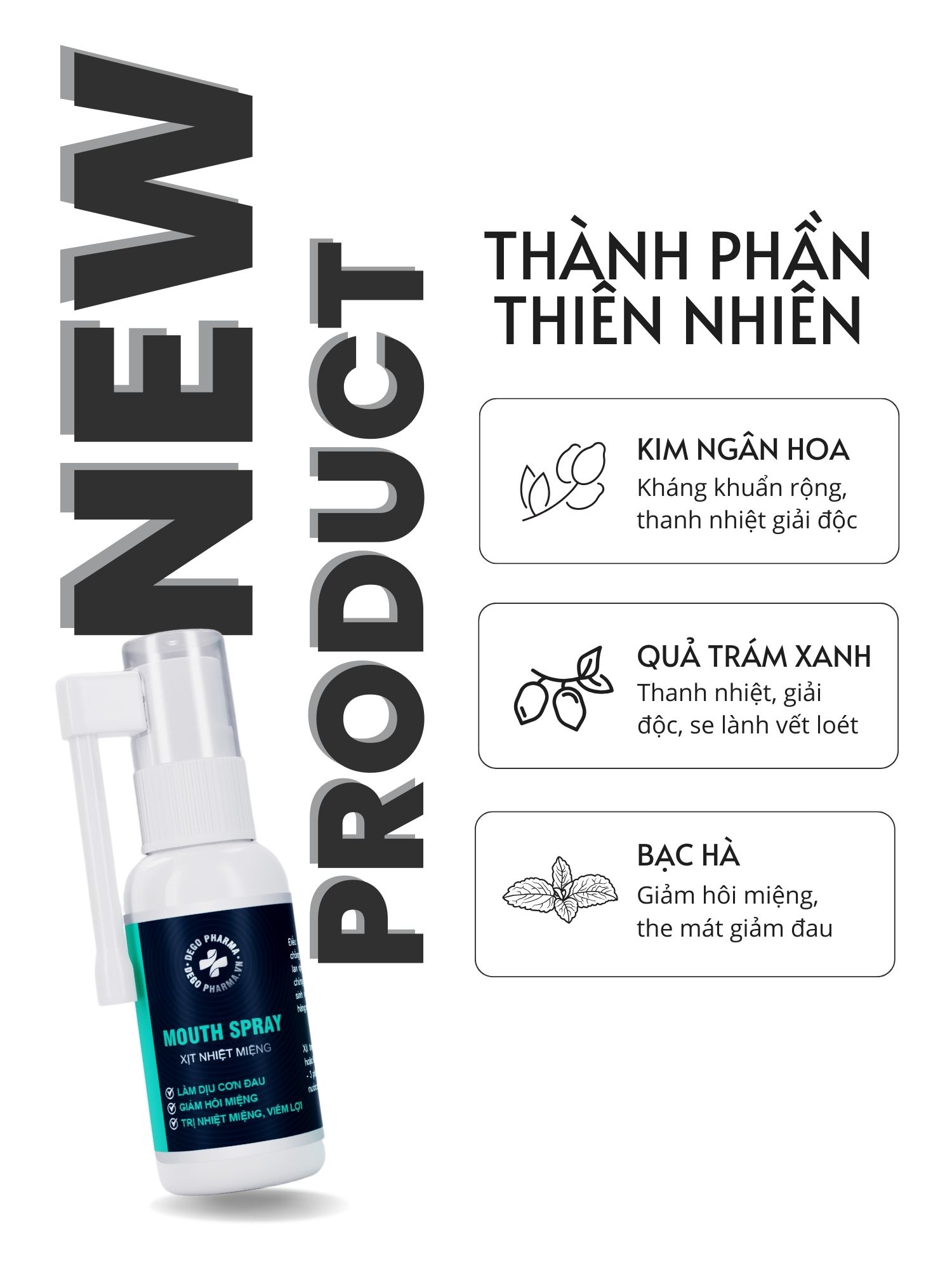 Mô tả Xịt Dứt Điểm Nhiệt Miệng, Nhiệt lưỡi, Lở môi, Viêm Lợi Dego Pharma - Dịu Cơn Đau Loét Miệng, Hết Hôi Miệng - 2