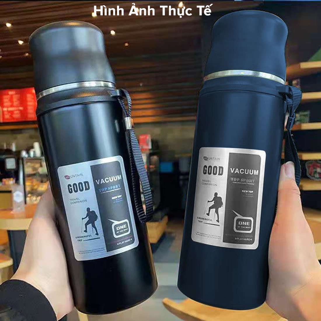 Mô tả Bình Phích Inox Giữ Nhiệt Nóng Lạnh Good 1000ml Có Nút Nhấn Uống Luôn Có Quai Đeo, Cốc Uống Chính Hãng Amalife - 5