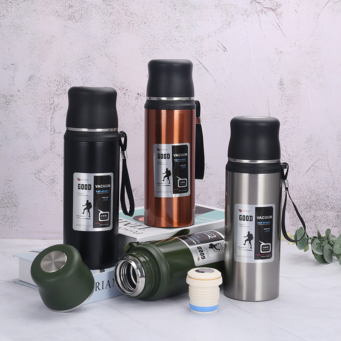 Mô tả Bình Phích Inox Giữ Nhiệt Nóng Lạnh Good 1000ml Có Nút Nhấn Uống Luôn Có Quai Đeo, Cốc Uống Chính Hãng Amalife - 7