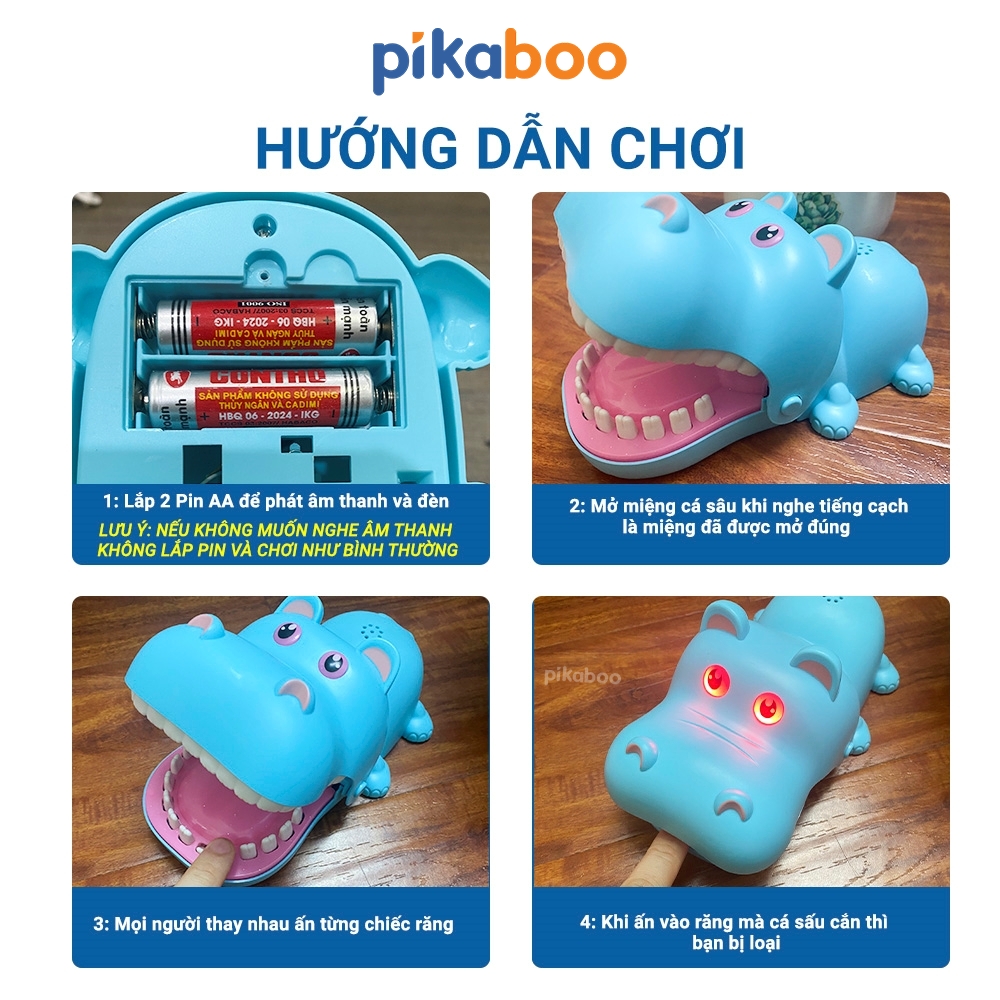 Mô tả Cá sấu cắn tay vui nhộn cho bé Pikaboo, đồ chơi khám răng cá sấu chất liệu an toàn cho trẻ từ 3 tuổi - 3