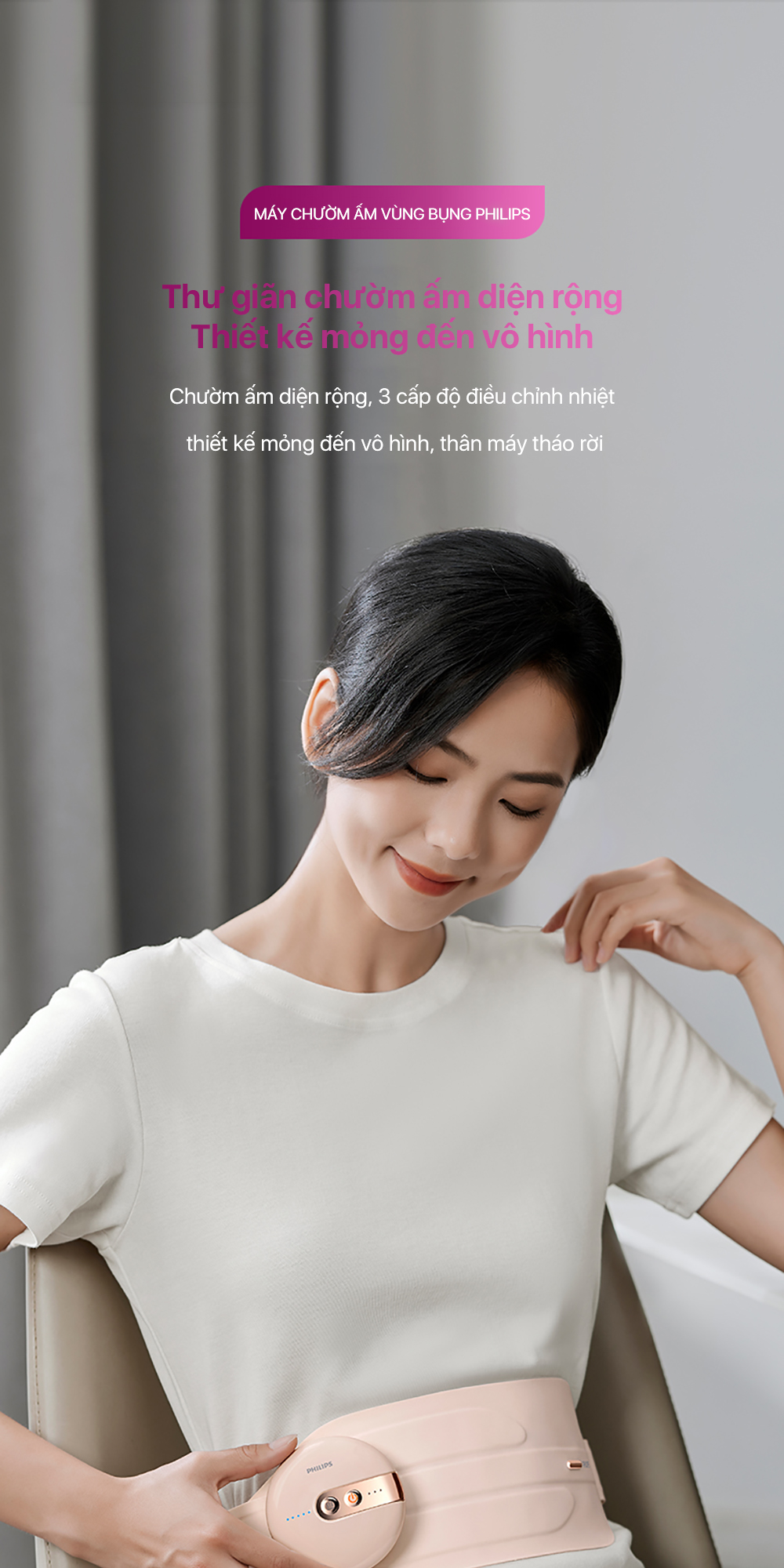 Máy Chườm Ấm Vùng Bụng PHILIPS 4325 - Thiết kế mỏng nhẹ