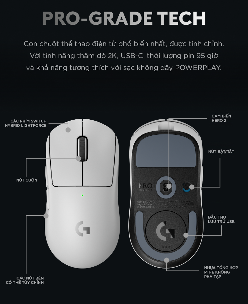 Mô tả Chuột gaming Logitech G PRO X SUPERLIGHT 2 Lightspeed Switch LightForce - 9