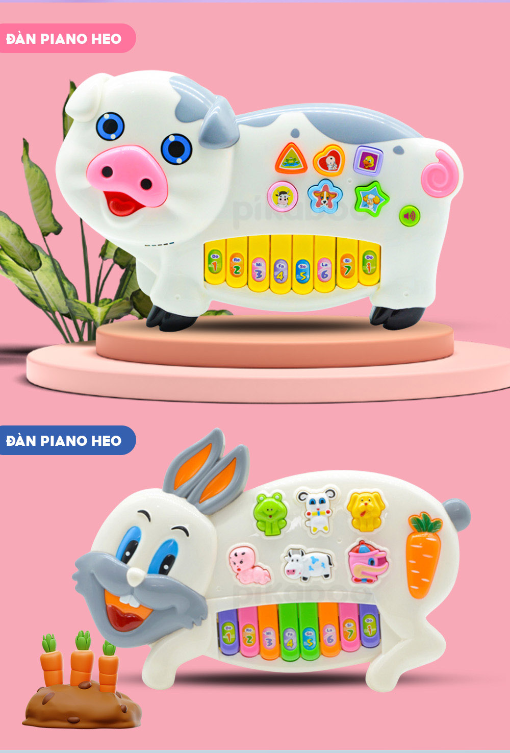 Mô tả Đàn piano cho bé Pikaboo cao cấp, âm thanh chất lượng, đèn led sáng nhấp nháy, nhiều chế độ - 6