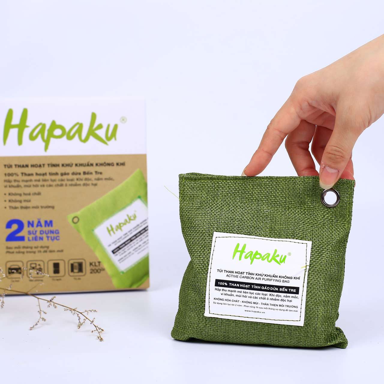 Mô tả Túi Than Hoạt Tính Hapaku Khử Mùi Ô Tô, Hút Ẩm Khử Độc, Từ Than Gáo Dừa Bến Tre 200Gr - 2