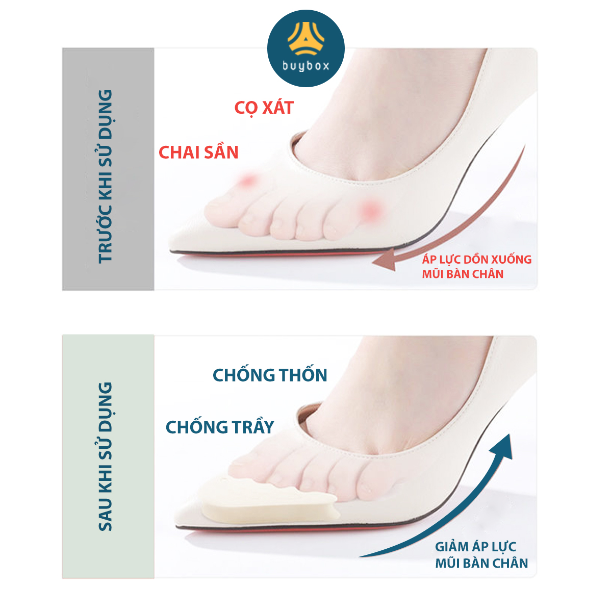 Mô tả Lót mũi giày cao gót cao su non đệm êm ngón chân - buybox - BBPK50 - 5