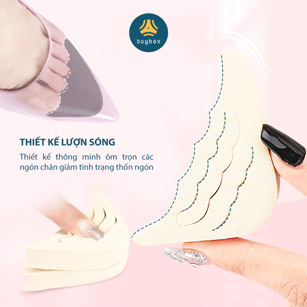 Mô tả 2 cặp miếng lót mũi giày nam cao su non đệm êm ngón chân - buybox - BBPK50 - 8
