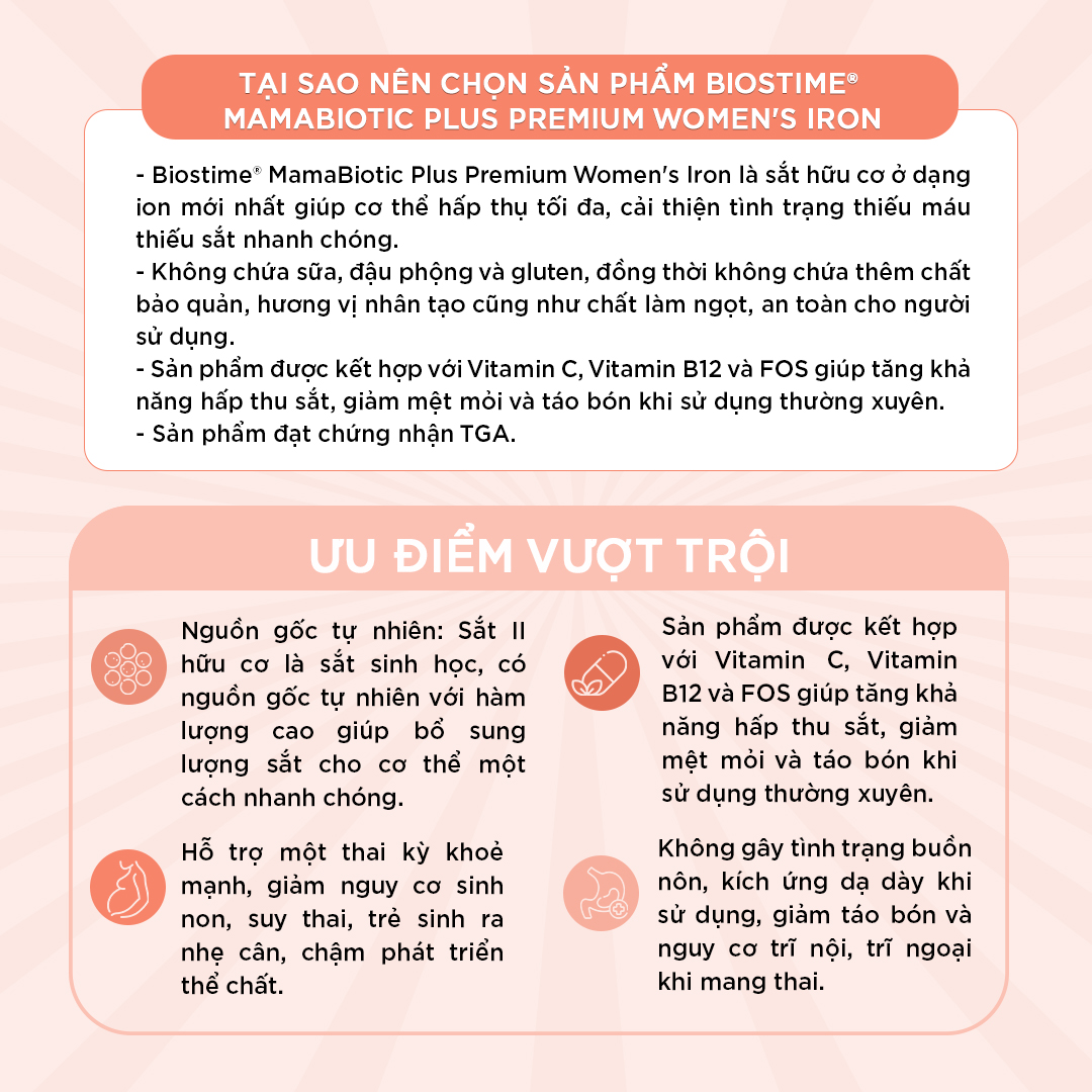 Mô tả Viên Uống Bổ Sung Sắt Và Vitamin Cho Mẹ Bầu Biostime Ngừa Thiếu Chất Trong Thai Kỳ ngừa thiếu máu - 2