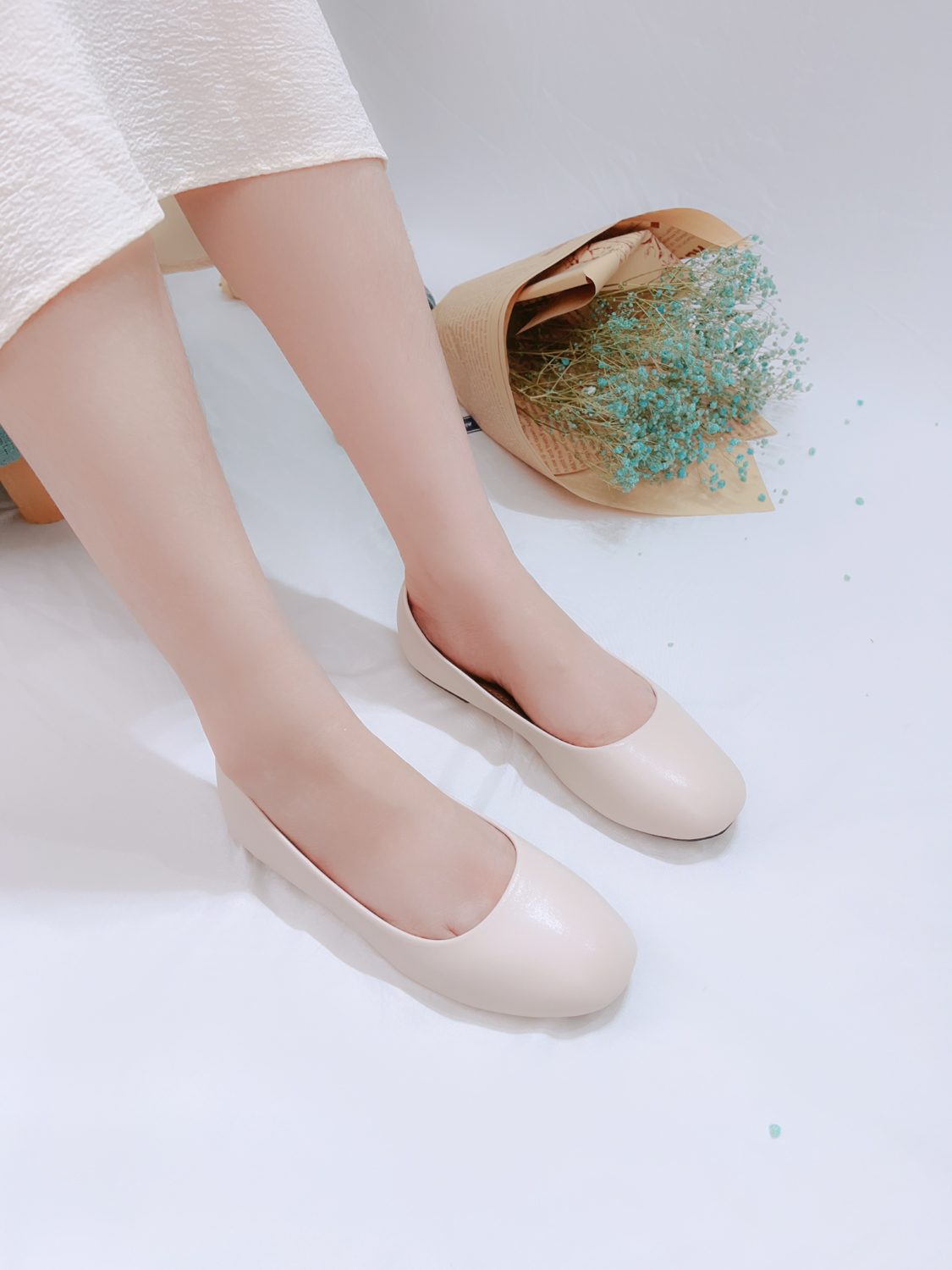 Mô tả Giày Bệt Nữ Búp Bê Da Thật Cao Cấp, Guốc Đế Bằng Mũi Vuông Trơn Da Mềm Siêu Êm NUDDO - NT006 - 2