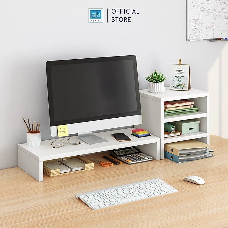 Mô tả Kệ Màn Hình Máy Tính, Để Sách Bàn Làm Việc Kết Hợp 3 Tầng SIB Decor KDB09 - 1