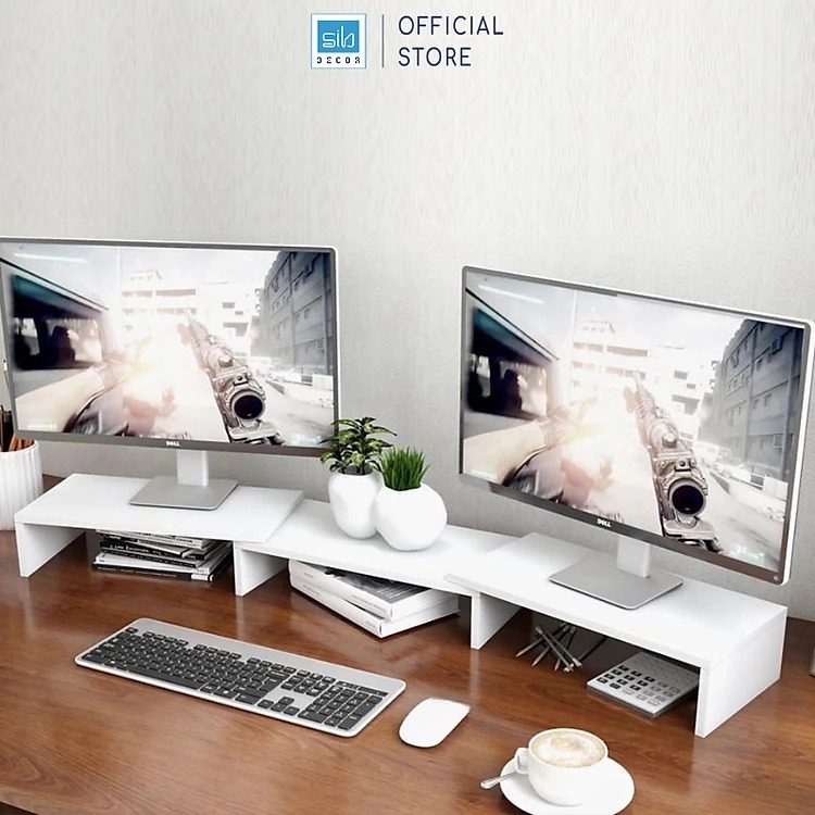 Bộ 3 Kệ Để Màn Hình SIB Decor KDB10 màu vân gỗ sồi