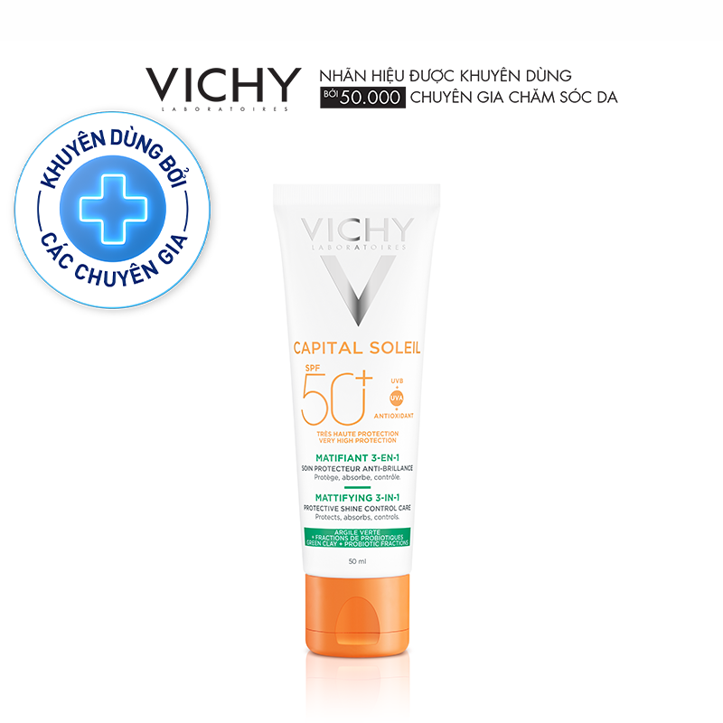 Mô tả Kem Chống Nắng UVA+UVB Chống Bụi Mịn Vichy Spf50+CapitalSoleilMattifying 3in1 50ml - 2