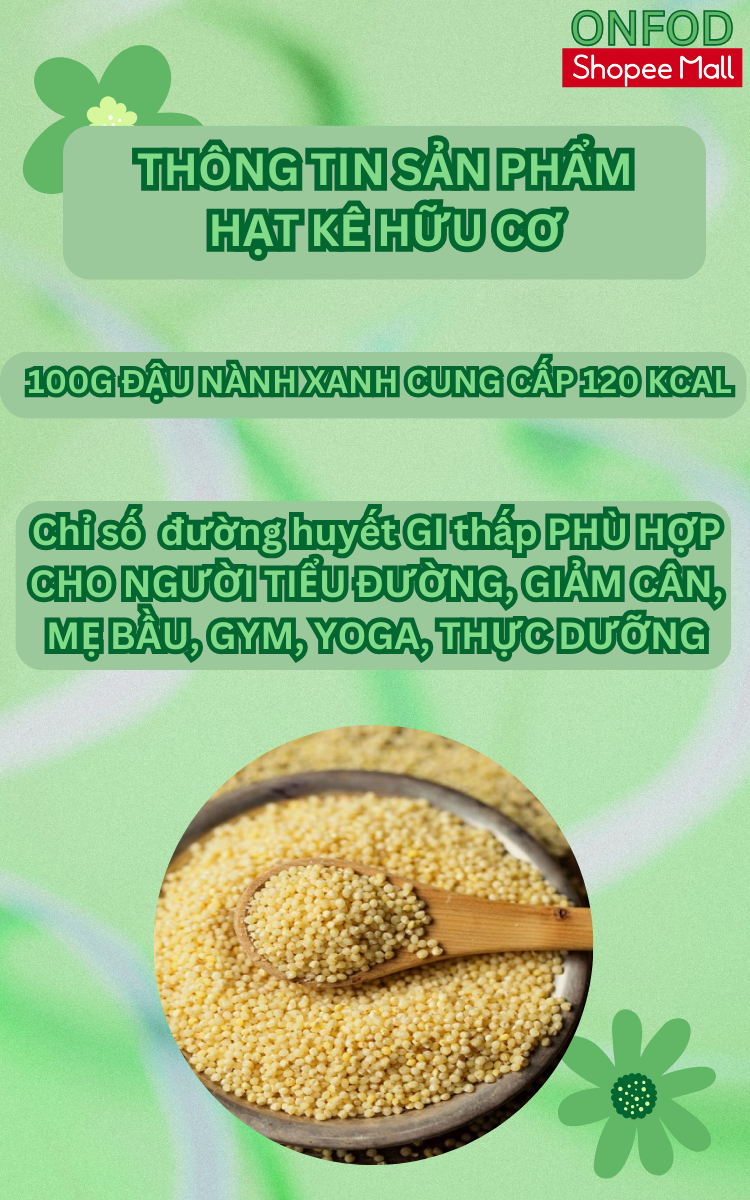 Mô tả Hạt kê nếp vàng hữu cơ ONFOD đã tách vỏ ăn kiêng giảm cân bé ăn dặm mẹ bầu tiểu đường 100g 500g - 1