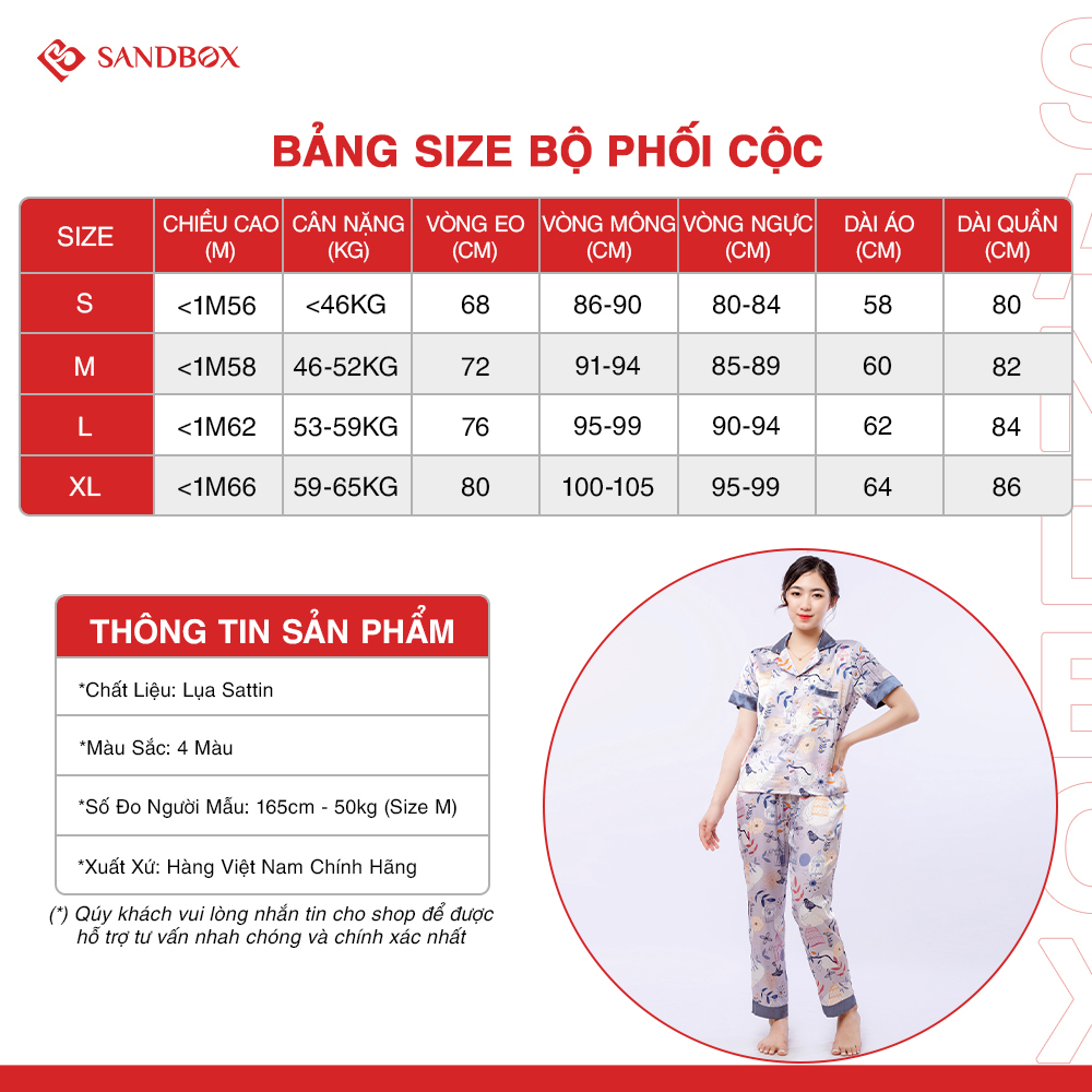 Mô tả Bộ Pijama SANDBOX Lụa Latin Nhật Cao Cấp Mềm Mịn, Họa Tiết Thiết Kế Hoa Phối Màu(BPC24001) - 2